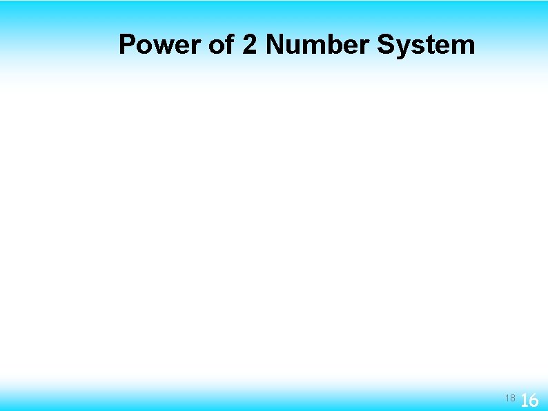 Power of 2 Number System 18 16 