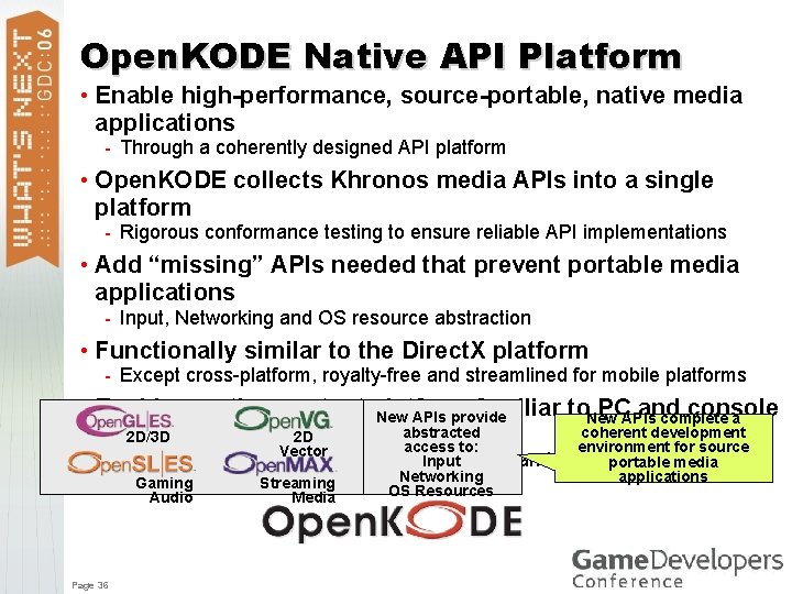 Open. KODE Native API Platform • Enable high-performance, source-portable, native media applications - Through