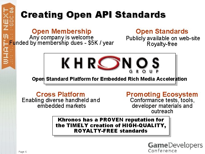 Creating Open API Standards Open Membership Any company is welcome Funded by membership dues