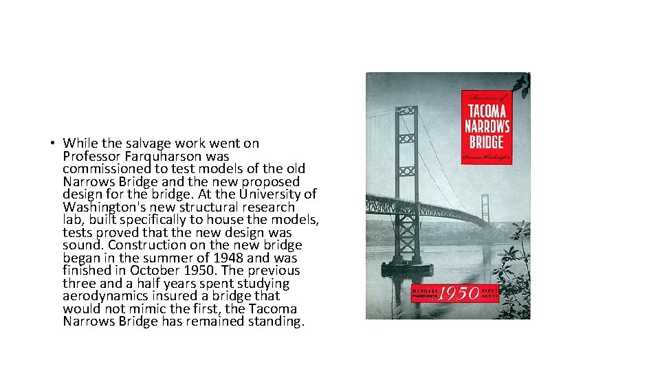  • While the salvage work went on Professor Farquharson was commissioned to test