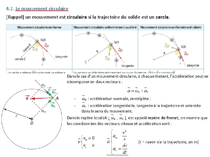 4. 2. Le mouvement circulaire [Rappel] un mouvement est circulaire si la trajectoire du