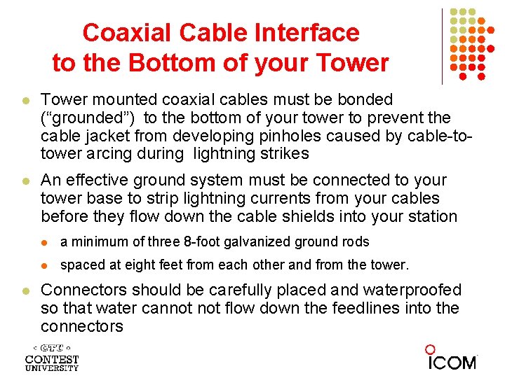 Coaxial Cable Interface to the Bottom of your Tower l Tower mounted coaxial cables