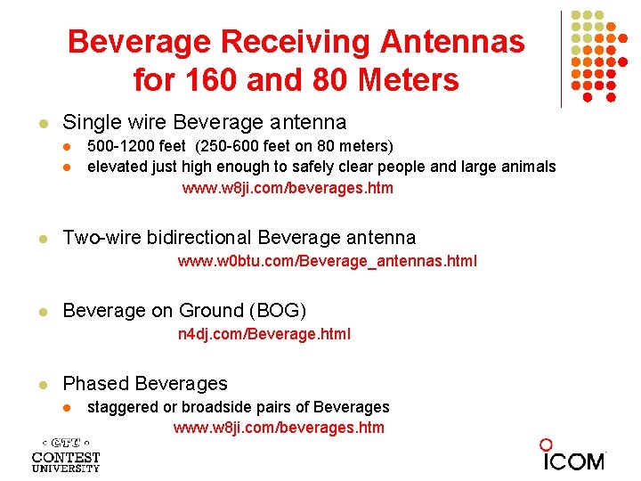 Beverage Receiving Antennas for 160 and 80 Meters l Single wire Beverage antenna l