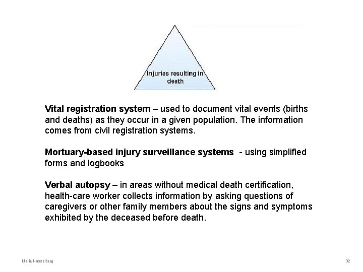 Vital registration system – used to document vital events (births and deaths) as they