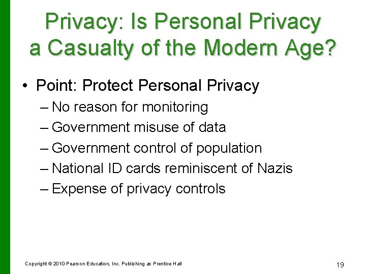 Privacy: Is Personal Privacy a Casualty of the Modern Age? • Point: Protect Personal