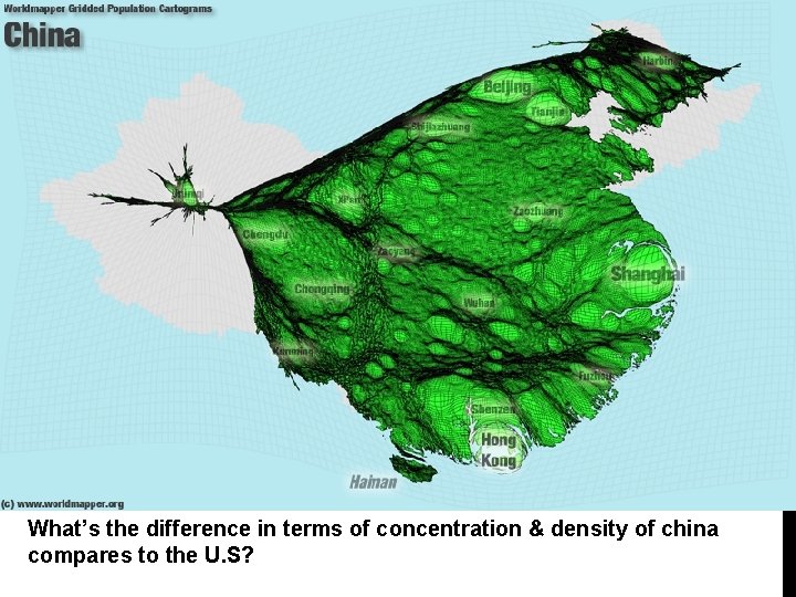 What’s the difference in terms of concentration & density of china compares to the