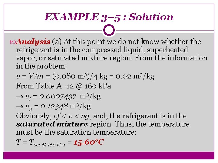 EXAMPLE 3– 5 : Solution Analysis (a) At this point we do not know
