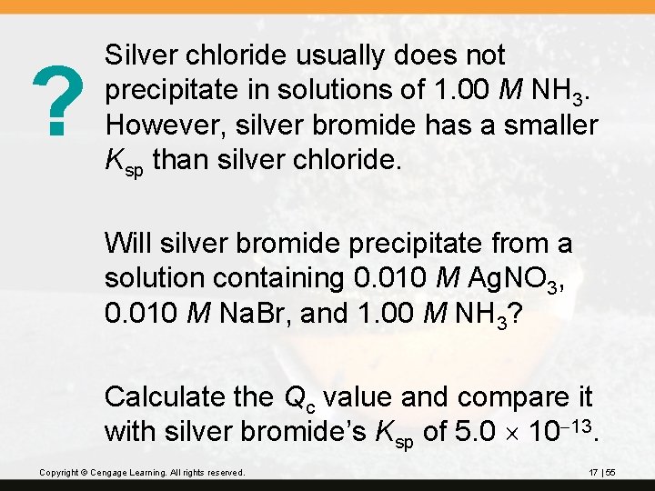 ? Silver chloride usually does not precipitate in solutions of 1. 00 M NH