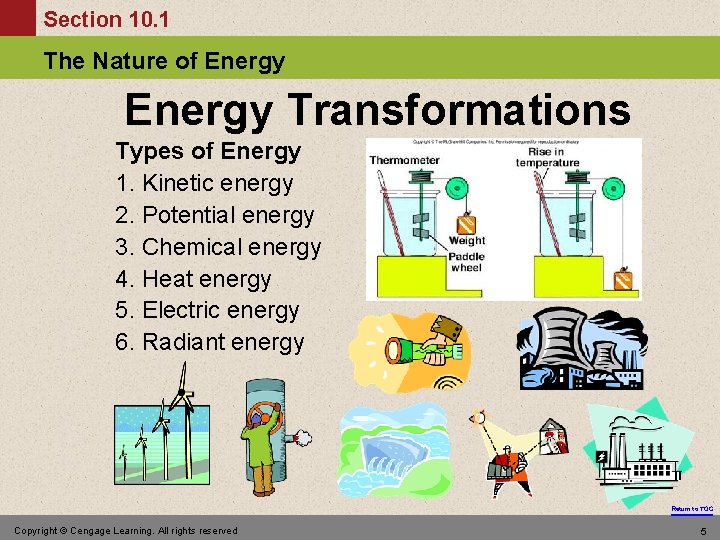 Section 10. 1 The Nature of Energy Transformations Types of Energy 1. Kinetic energy