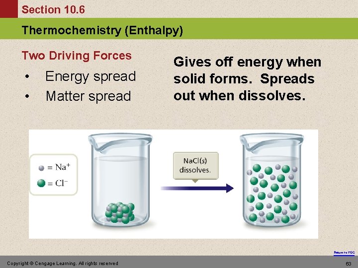 Section 10. 6 Thermochemistry (Enthalpy) Two Driving Forces • • Energy spread Matter spread