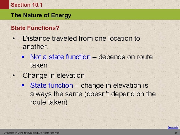 Section 10. 1 The Nature of Energy State Functions? • Distance traveled from one