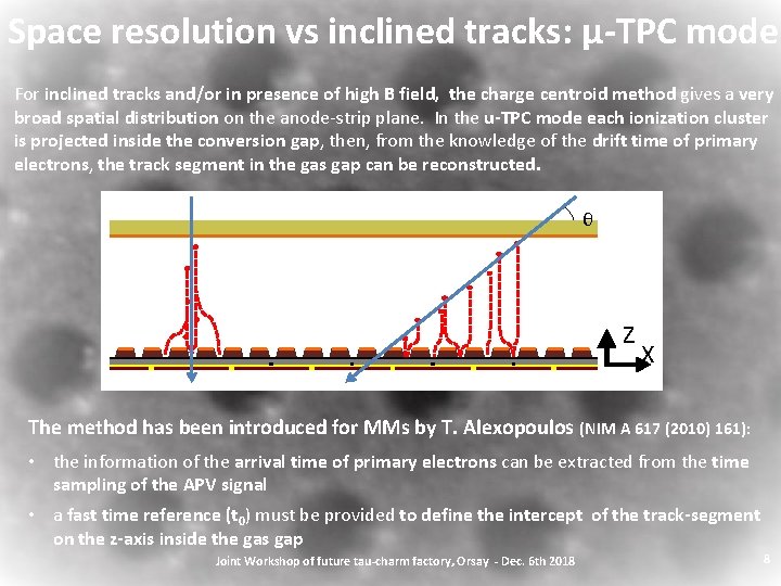 Space resolution vs inclined tracks: μ-TPC mode For inclined tracks and/or in presence of