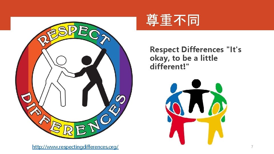 尊重不同 Respect Differences "It's okay, to be a little different!" http: //www. respectingdifferences. org/