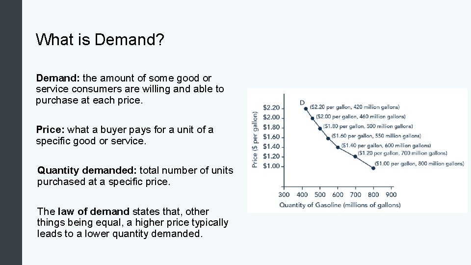 What is Demand? Demand: the amount of some good or service consumers are willing