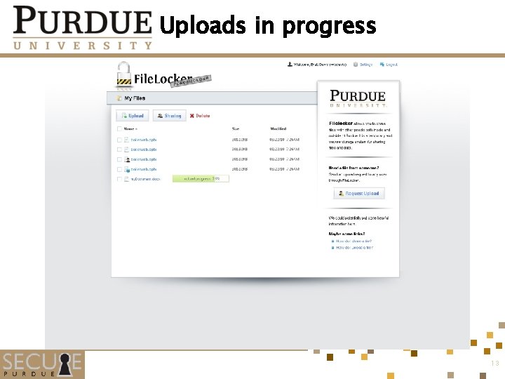 Uploads in progress 13 