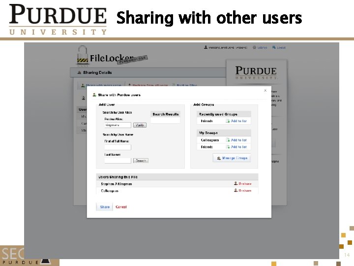 Sharing with other users 14 