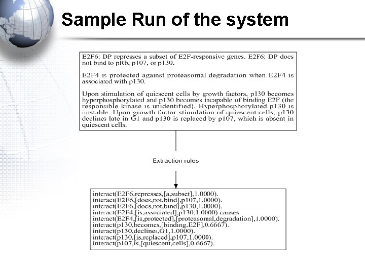 Sample Run of the system 