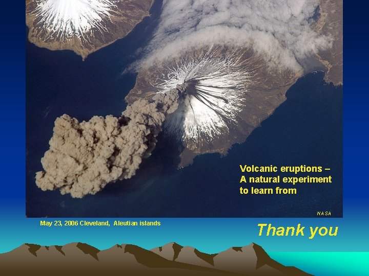 Volcanic eruptions – A natural experiment to learn from NASA May 23, 2006 Cleveland,