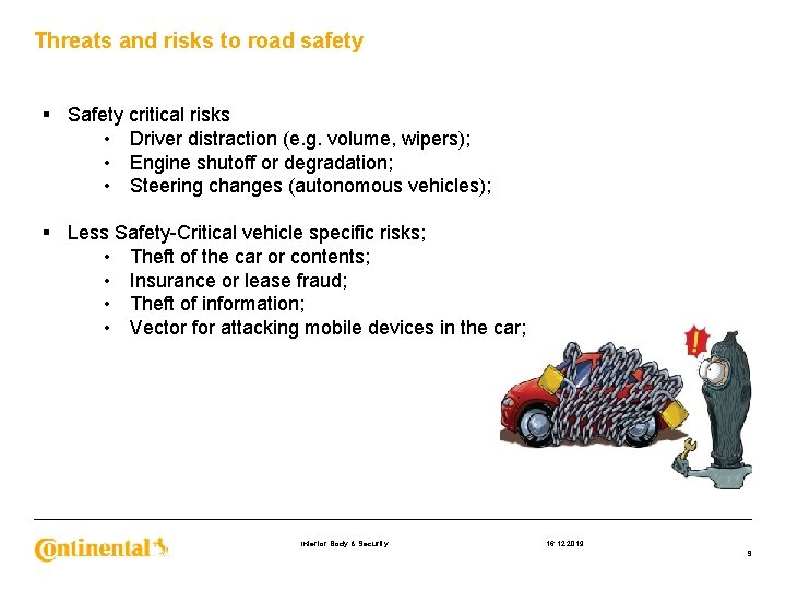 Threats and risks to road safety § Safety critical risks • Driver distraction (e.