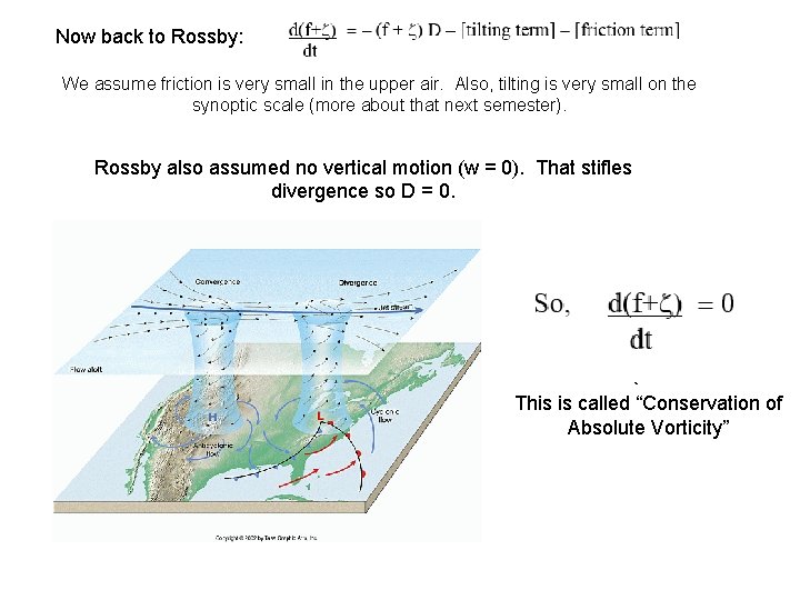 Now back to Rossby: We assume friction is very small in the upper air. Now back to Rossby: We assume friction is very small in the upper air.