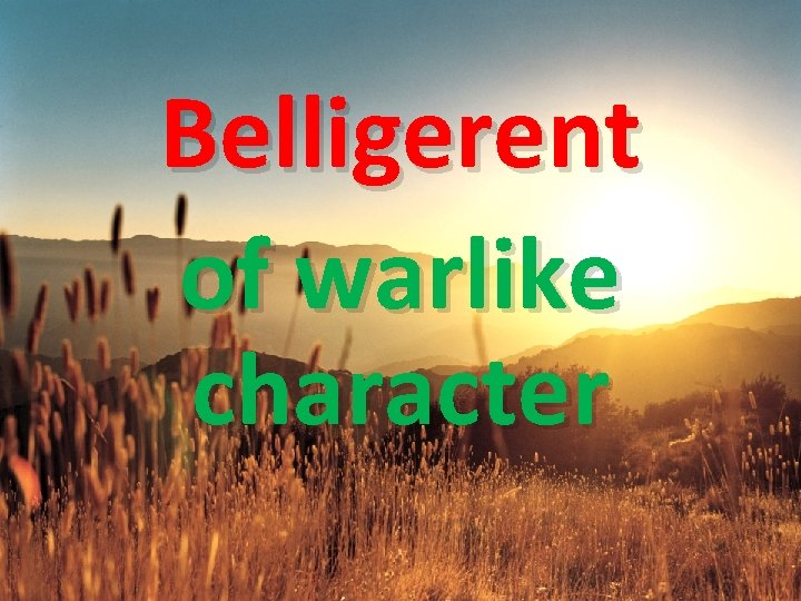 Belligerent of warlike character 