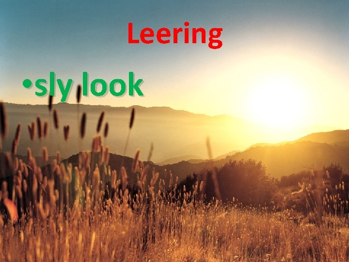 Leering • sly look 