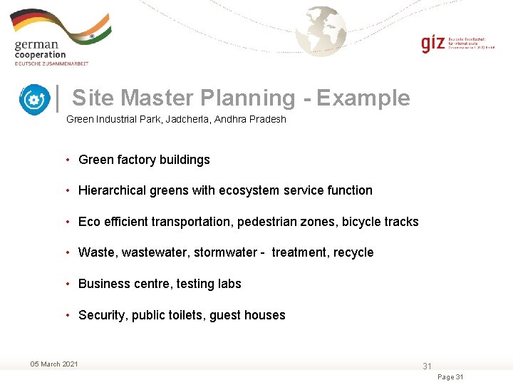 │ Site Master Planning - Example Green Industrial Park, Jadcherla, Andhra Pradesh • Green