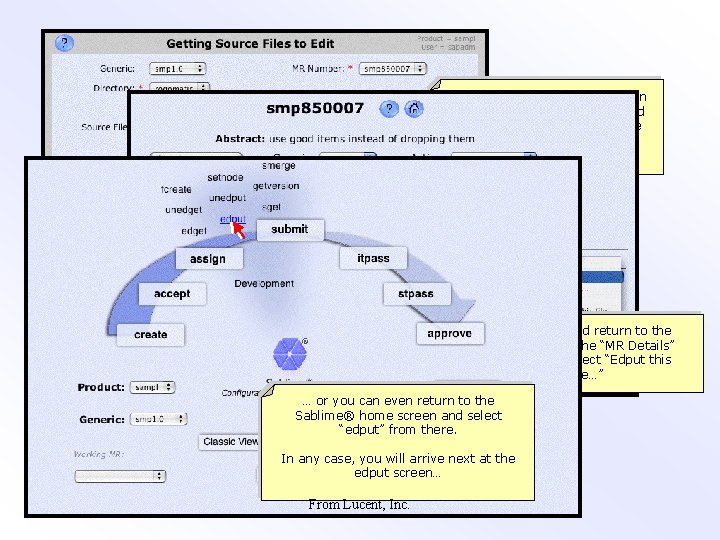 To check the file back in, you can return to the “edget” screen and