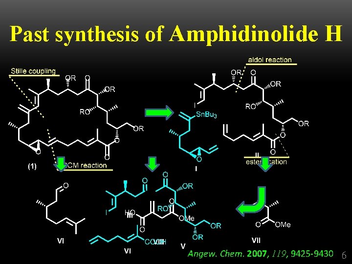 Past synthesis of Amphidinolide H Angew. Chem. 2007, 119, 9425 -9430 6 