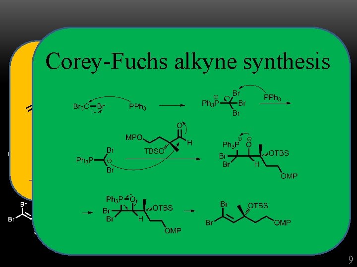 Synthesis of alkyne 9 Corey-Fuchs alkyne synthesis alkyl 9 
