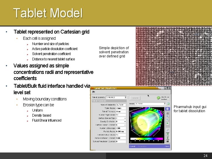 Tablet Model • Tablet represented on Cartesian grid • Each cell is assigned: o
