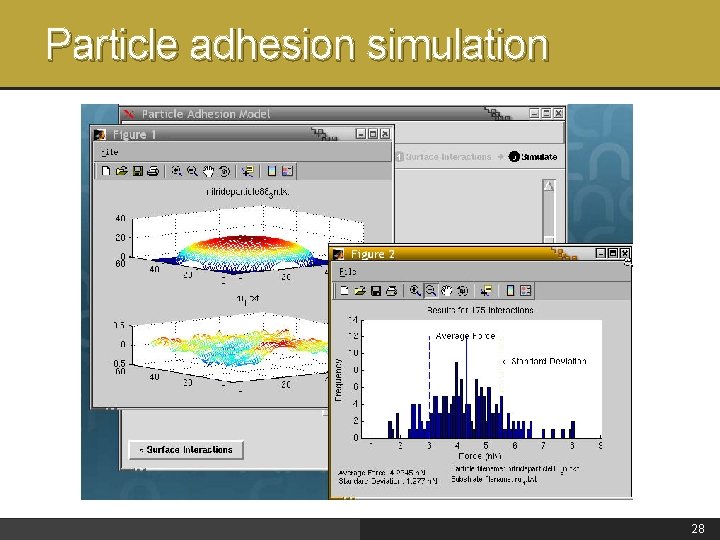 Particle adhesion simulation 28 