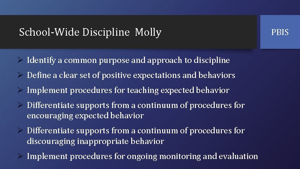 School-Wide Discipline Molly Ø Identify a common purpose and approach to discipline Ø Define