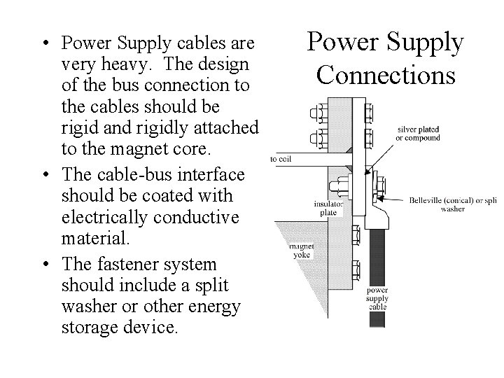  • Power Supply cables are very heavy. The design of the bus connection