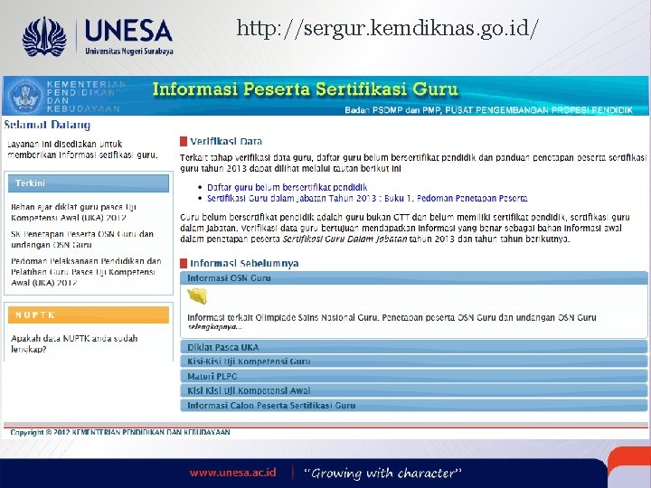 http: //sergur. kemdiknas. go. id/ 