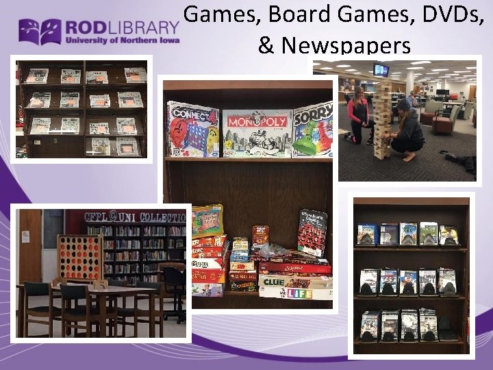 Games, Board Games, DVDs, & Newspapers 
