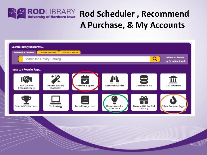 Rod Scheduler , Recommend A Purchase, & My Accounts 