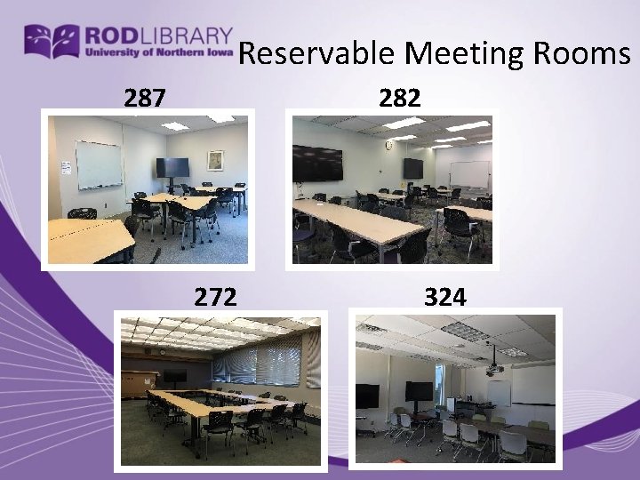 Reservable Meeting Rooms 287 282 272 324 