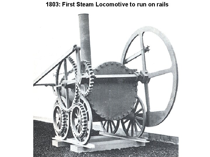 1803: First Steam Locomotive to run on rails 