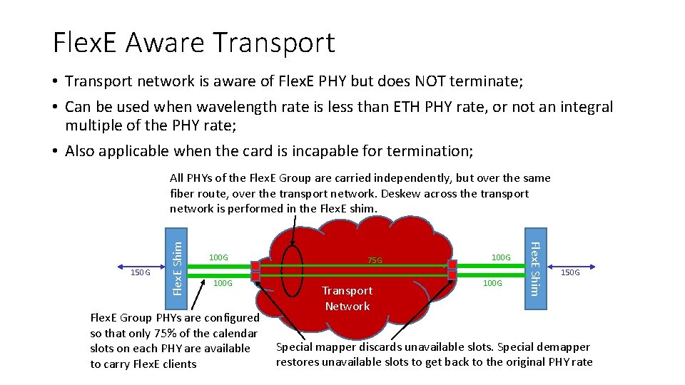 Flex. E Aware Transport • Transport network is aware of Flex. E PHY but