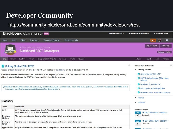 Developer Community https: //community. blackboard. com/community/developers/rest 