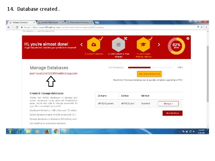 14. Database created. 