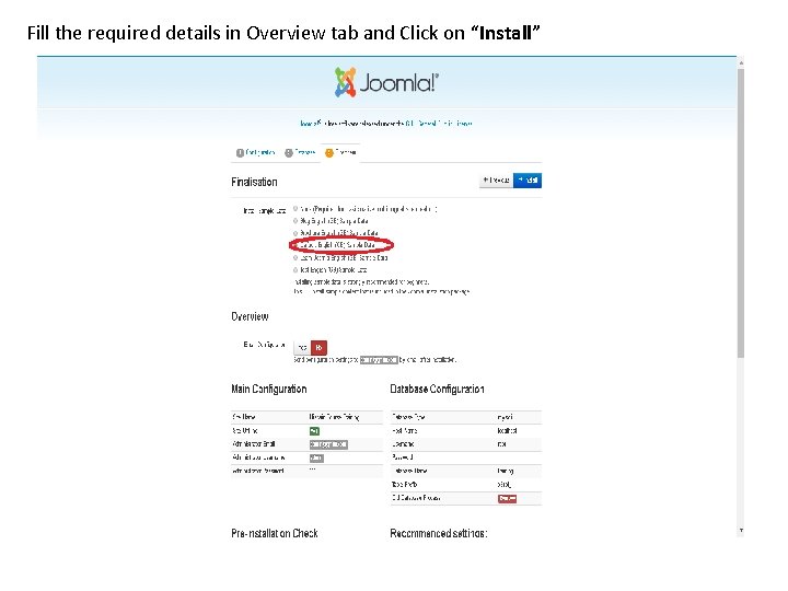 Fill the required details in Overview tab and Click on “Install” 