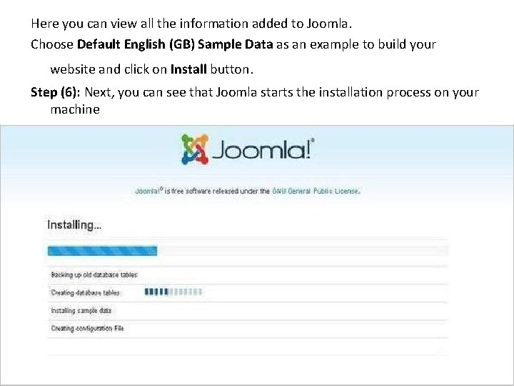 Here you can view all the information added to Joomla. Choose Default English (GB)