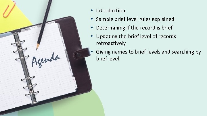  • • Introduction Sample brief level rules explained Determining if the record is