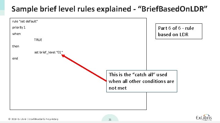 Sample brief level rules explained - “Brief. Based. On. LDR” rule "set default" Part