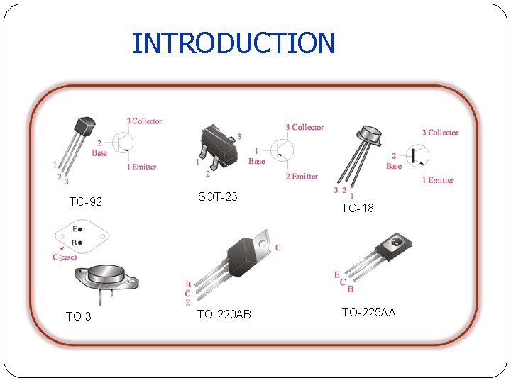 INTRODUCTION TO-92 TO-3 SOT-23 TO-220 AB TO-18 TO-225 AA INTRODUCTION TO-92 TO-3 SOT-23 TO-220 AB TO-18 TO-225 AA