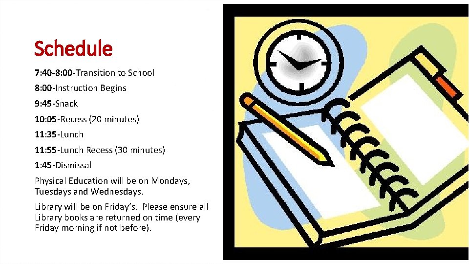Mrs Smiths Grade 2 Burton Elementary School Schedule