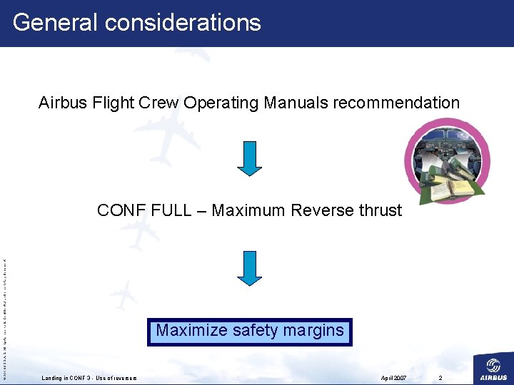 General considerations Airbus Flight Crew Operating Manuals recommendation © AIRBUS S. All rights reserved.