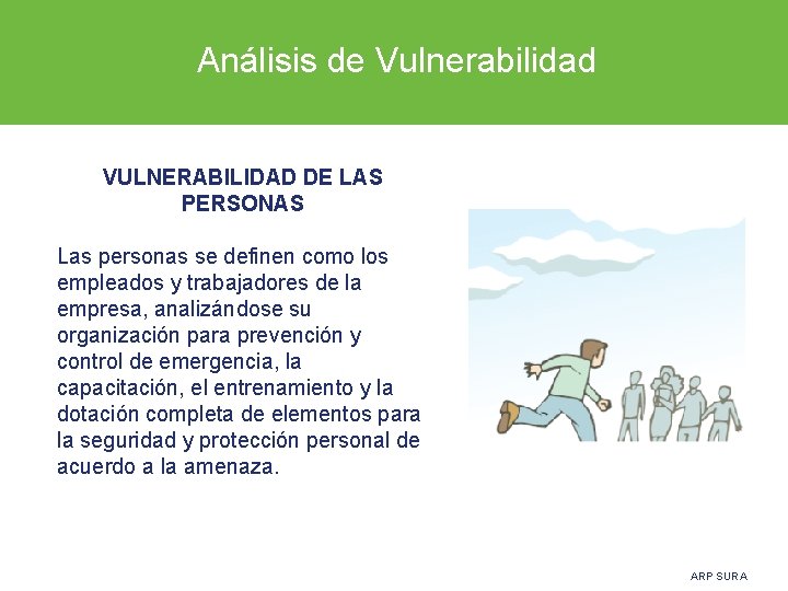  Análisis de Vulnerabilidad VULNERABILIDAD DE LAS PERSONAS Las personas se definen como los